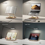 Adjustable Acrylic Book Stand for Reading, Book Holder with Pen Slot, Foldable Desktop Riser for Laptop, Recipe, Textbook - Hands-Free,Cookbook Stand, Clear Design with Page Clips