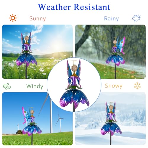 Wind Spinner Outdoor,Waterproof Garden Windmill Spinners,Kinetic Metal Sculpture for Outdoor Yard Lawn Patio Decorations - size: Fairy Wind Spinner