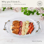 Fitz and Floyd Nature's Greeting Glass Serve Decorative Tray, 14 x 9.75 x 1.25 Inch