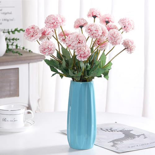 Blue Ceramic Vase 7.3 Inch - Glossy Minimalist Nordic Flower Vase for Home Decor, Perfect for Dried/Fresh Flowers, Wedding Centerpiece, Housewarming Gift for Christmas, Mother’s Day, Valentine’s Day - color: Blue