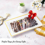 Elegant Plastic Serving Tray & Platter Set (6pk) - White & Gold Rim Disposable Serving Trays & Platters for Food - Weddings, Upscale Parties, Dessert Table, Cupcakes - 8 x 12.85 inches - color: White + Gold (6 Pk)