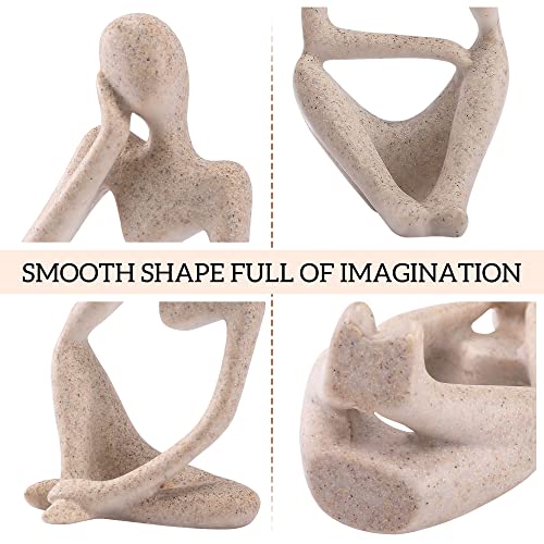 Thinker Statues and Sculptures,Sandstone Resin Thinker Statue Ornaments, Abstract Style Sculptures, Housewarming Gifts, Home Decorations, Living Room Desk Decor (Sandstone) - color: Sandstone