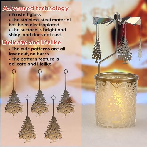 iLaJao Rotary Tea Light Carousel Angel Rotary Candle Holders Spinning Tealight Holders Christmas Decoration for Tabel Centrepieces Gift for Mom Women Wife Birthday-6 ¼ Inch Tall (Tree) - color: Tree