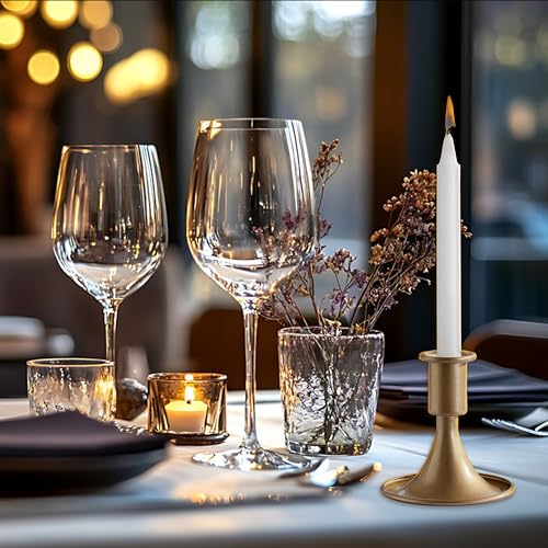 2PCS Candle Holder, OLULU Gold Taper Candle Holders Stand, Candlestick Holders for Table Centerpiece, Wedding, Party, Christmas or Home Decor (Eight Cute Lables)