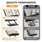 SupeDesk Book Stand for Reading, Adjustable Book Holder with 360° Rotating Bases, Foldable Designs, and Elastic Clips, Multifunctional Display Stand for Recipe, Cookbooks, Magazines, Tablets, Laptops - color: Dark Wood