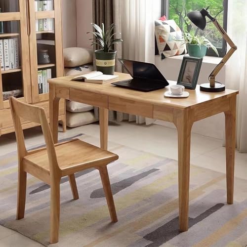 Solid Wood Desk with Drawers, Small Computer Desk for Small Spaces, Gaming Study Home Office Desks for Work, Student PC Desk for Bedroom, Escritorios para Cuartos (Wood Color, 39inch) - color: Wood Color, size: 39inch