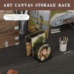 Art Storage Rack,Countertop Art Rack,Metal Canvas Storage Rack, Artist Storage & Drying for Canvas Frame Drawing Board,Prints, Panels, Paintings Display