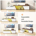 Verano Garden Extendable TV Stand with Led Lights, Wood TV Media Console with 2 Drawers & 1 Cabinet, Modern Entertainment Center Up to 90 Inch TV for Living Room Bedroom, 63" - 90.6" (White & Walnut) - color: White & Walnut