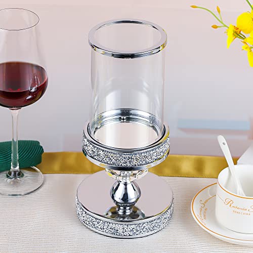 Candle Holder for Pillar Candle, Pillar Candle Holders for Wedding, Coffee Dining Table, Christmas, Table Centerpieces, Home Décor ZXC048D (1 Crystal Ball) - size: Silver ( S )