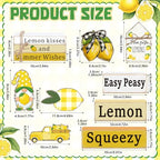 Vercraft 11 Pcs Lemon Table Decorations Set Lemon Tiered Tray Decor Summer Wooden Top Farmhouse Rustic Wooden Coffee Table Centerpieces for Home Kitchen Office Decorations - style: Lemon