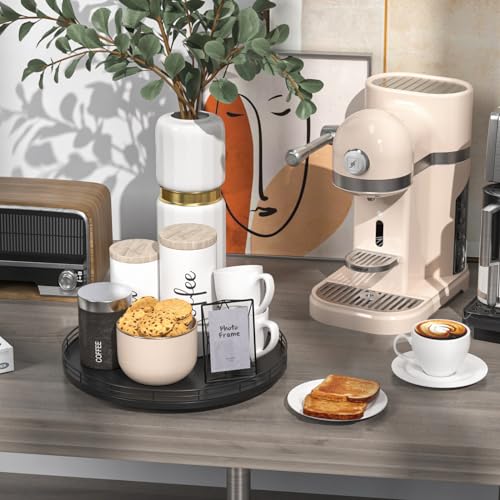 13" Oak Wood Lazy Susan Organizer, Lazy Susan for Cabinet Dining Table Pantry Wood Turntable Organizer Tray for Coffee Table Kitchen Countertop Salt Pepper Spice Organization and Storage Round Black - color: Black, size: 13