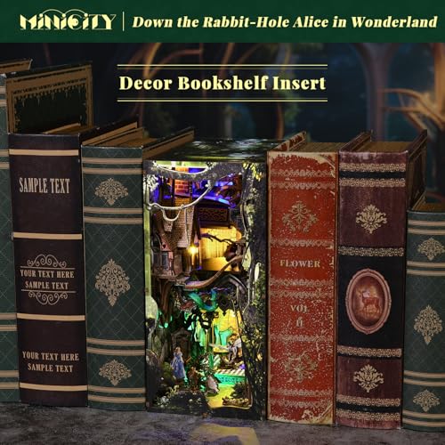 MiniCity DIY Book Nook Kit, DIY Miniature Dollhouse with Lights for Adults and Teens (Down The Rabbit-Hole Alice in Wonderland) - style: Down The Rabbit-Hole Alice in Wonderland