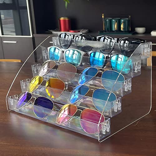 MineSign Sunglasses Organizer Clear Eyeglasses Display Case Sticker Display Tray Box For Glasses Tabletop Holder Stand (5 layer) - style: 5t