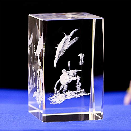 Crystal Glass Sea Turtle Figurine and Statues,3D Laser Etched Crystal Turtle Ornaments Art,Animal Crystal Glass Cube Engraving Turtle Sculpture Gifts with Gift Box (40x40x60mm) - size: 40x40x60mm