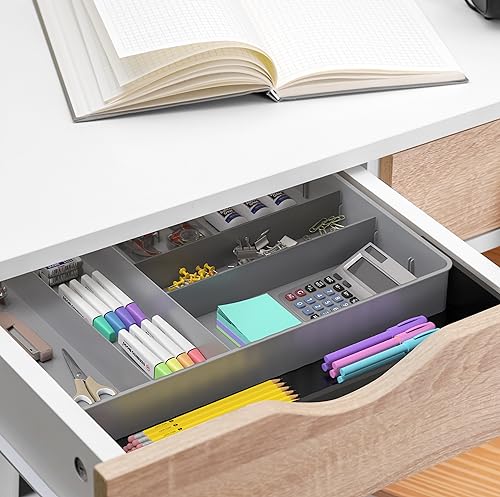 Simple Houseware Expandable Kitchen Drawer Flatware Organizer, Black/Gray - color: Black/Gray