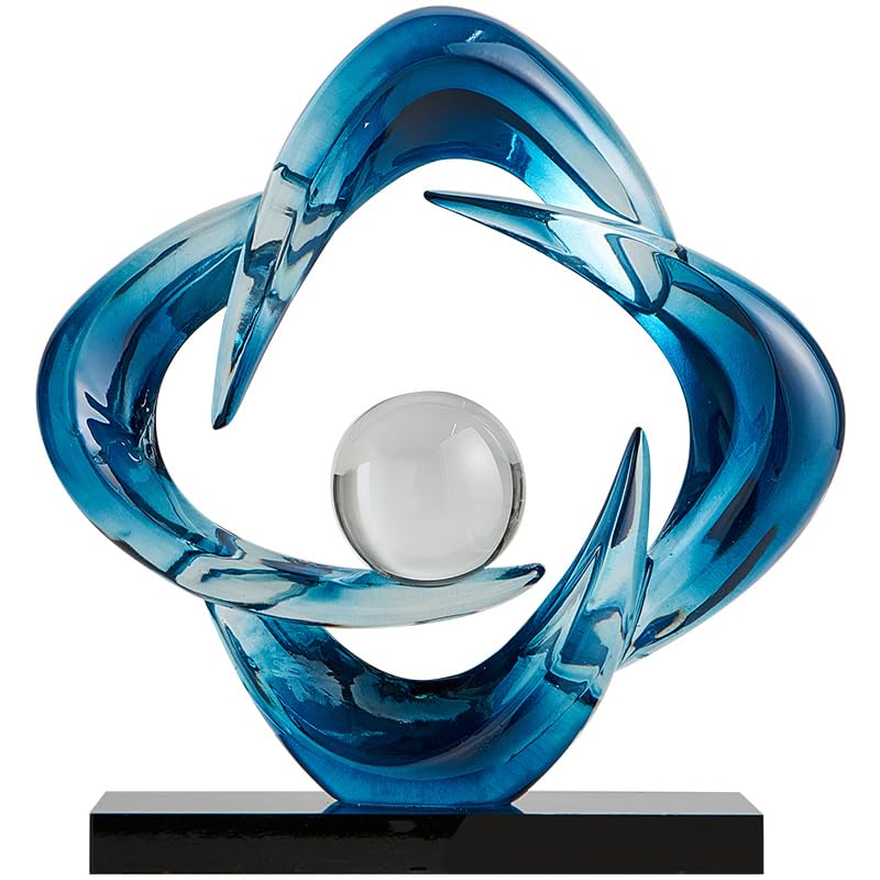 Abstract Art Sculpture, Resin Gold Decorative Statue, Modern White Ornaments for Living Room, Decorativas Modernas for Coffee Table/Entryway/Office Collectibles (Blue) - color: Blue