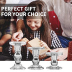 YAKii Clear Glass Candle Holder Set - Elegant Crystal Candlestick Holders for Pillar Taper Candles and Tea Lights - Perfect for Home Decor, Wedding, Christmas and Party - Set of 3