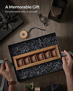 SONGMICS 6-Slot Watch Box, Watch Display Case with Large Glass Lid, Removable Watch Pillows, Velvet Lining, Gift Idea, Rustic Walnut UJOW006K01 - color: Rustic Walnut, size: 1 Layer 6 Slot