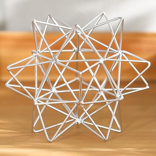 Metal Geometric Table Top Decor, 3D Sliver Spheres Decorative Accents Balls, Iron Abstract Sculpture Objects for Home Decor, Coffee Table Top Decorations for Home Office Living Room Bedroom Decor - color: Sliver