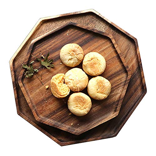 Set of 2 Acacia Wood Charcuterie Boards Round Wooden Serving Tray Fruit Platter Decor Trays Serving Ware Food Dish Serving Platters Christmas Cheese Board Square Party Trays Plate Hosting Essentials - size: 12 & 10 inch