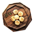 Set of 2 Acacia Wood Charcuterie Boards Round Wooden Serving Tray Fruit Platter Decor Trays Serving Ware Food Dish Serving Platters Christmas Cheese Board Square Party Trays Plate Hosting Essentials - size: 12 & 10 inch