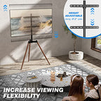 Rfiver Artistic Easel TV Stand, Height Adjustable & Swivel 100° Tripod TV Stand for 32-65 Inch LCD LED Flat Panel Curved Screen TVs up to 77 lbs, Portable TV Mount for Bedroom, Living Room, Studio - color: Walnut