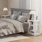 FROMJBEST End Tables Living Room, White End Table with Charging Station,White Side Table, Nightstand for Bedroom, 3 Tier End Table with Storage Shelf for Living Room - color: White01