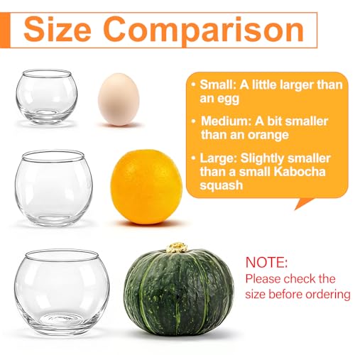 PINIWON Set of 12 Clear Glass Tealight Candle Holder, 3'' H x 3.9'' W, Small Bubble Vases, Round Bowl Votive Candle Holders Bulk for Wedding Table Centerpiece Home Decor - size: Large