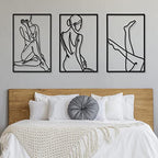 CHENGU 3 Pieces Metal Minimalist Abstract Woman Wall Art Line Drawing Wall Art Decor Single Line Female Home Hanging for Kitchen Bathroom Living Room - style: Leg Style