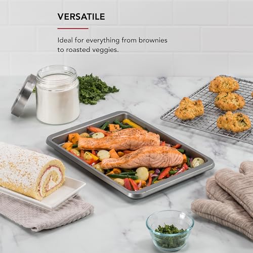 KitchenAid 9x13in Nonstick Aluminized Steel Baking Sheet,Contour Silver,(Pack of 6) - color: Contour Silver, size: 9 x 13 Inch (Pack of 6)