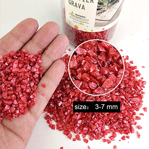 HappyFiller Broken Crushed Glass Sand Gems Stones(1.5 Cup) for Epoxy Resin Arts Crafts,Vases Fillers, Terrarium Succulent Plants Decor,Table Scatter,Home Centerpieces,Candle Holder,1.3 LB - color: Red