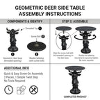 Deer Side Table for Living Room - 20" Faux Marble Top Accent End Table with Hand-Carved Resin Deer Statue Base - Modern Round Bedside Table for Bedroom, Patio, Entryway,Gift - Tool-Free Setup - color: Black Deer