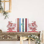 Cute Bookends, Unique Decorative Book Ends with Rose Design - Ideal Gift for Book Lovers, Fit for Library, Study, and Bookshelf Display (Red)