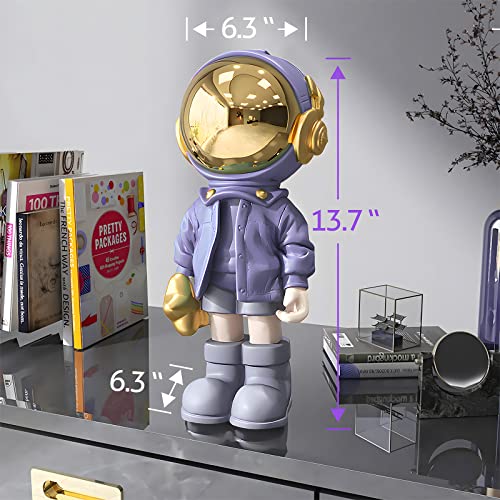 EZ4ENCE Figurine Statue Astronaut Sculpture Spaceman Decor,Sculpture for Home Decor,Arts Purple Shelf Decoration,Cool Metal Mask Table Decor,Large Spaceman Figure Ornament - color: Purple, size: Large