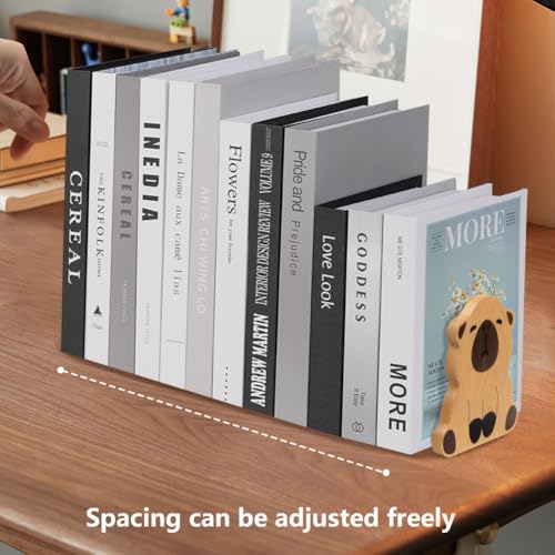 1 Pair Capybara Wood Bookends,Simple Cartoon Animal Capybara Design Non-Skid Beech Wood Bookends Desk Organizer Book Stand Book Holder Shelf Shelves Holder for Home School Office Library Decorative