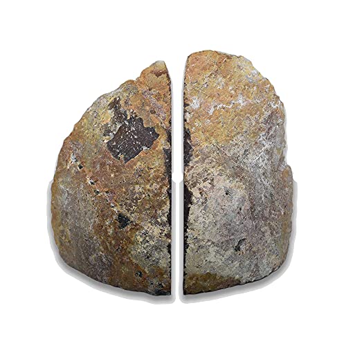 Nature's Decorations Agate Geode Bookends with Rubber Bumpers Premium Quality 3 to 5 lbs Set of Non-Skid Book Stopper for Books, Shelves, Office, Home Decor (Undyed Natural Stone)