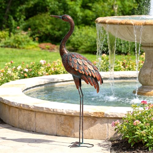 chisheen Outdoor Garden Crane Statues and Sculptures Metal Yard Art Statue for Garden Decoration Large Size - size: L-1PC