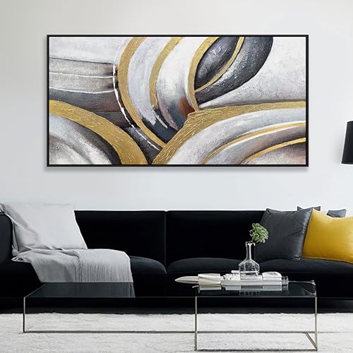 Abstract Wall Art Black White and Gold Painting Abstract Canvas Wall Decor Framed Artwork Modern Home Wall Decor for Living Room Bedroom Office 20"x40" - color: Brown Gold, size: 40"L x 20"W