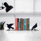 Raven Decor Gothic Room Bookends - Unique Raven Statue Designed for Shelves - Modern Decorative Book Holders for Kids