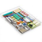 Yieach Large Expandable Desk Drawer Organizer Tray for Office Supplies and Accessories With 12 Adjustable Compartments,Office Drawer Organizers for Pencil,Pen and Kitchen Junk Drawer Organizer,Clear - size: L-12.6 to 21.3x14.5x1.8 In
