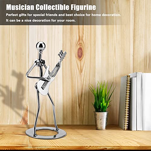 Small Iron Sculpture Metal Musician Player Collectible, Metal Musician Guitar Player Statue, Guitar Collectible Figurine Hand Soldering Home Decor Art Iron Statue Crafts Gifts