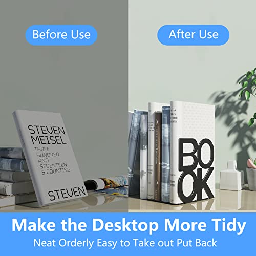 Book Ends,BookEnds Supports for Bookrack Desk,Bookend are Used for Books, Unique Appearance Design,Heavy Duty - color: Black, size: 1 pair