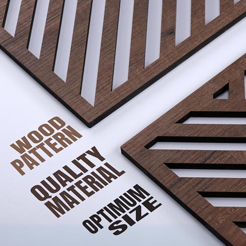 qmmp Modern Wooden Wall Sculptures - Set of 3 - Home Decor Accent - Large Wall Art for Living Room, Bedroom, Office - Easy Installation (Walnut, Large - Mountain and Sun, Unframed) - color: Walnut, size: Large - Mountain and Sun