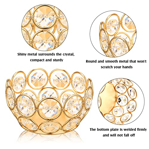 Potchen 30 Pcs Tea Light Candle Holders - Crystal Votive Candle Holders Tealight Jewel Bowl Stands Decorative Centerpiece for Wedding Party Home Table Decor (Gold) - color: Gold