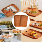 Wood Grain Plastic Serving Platters and Trays,Serving Dishes for Entertaining,Platters Serving Food,Appetizer Serving Trays for Snacks,Charcuterie,Chips,Candy,Fruit,Sushi Coffee Cosmetics Accessories - color: Tray-s-2pack-wood Grain