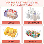 Clear Plastic Storage Bins - 12 Pack Pantry Organizers and Storage,Large Clear Pantry Organizer Bins, Plastic Containers with Handle for Kitchen,Freezer,Cabinet,Closet,Bathroom Under Sink - size: Large