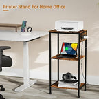Asgolion Tall End Table with Charging Station, 3 Tier Narrow Tall Nightstand with Storage, Slim Side Table with USB Ports and Outlets for Bedroom, Living Room, Office, Rustic Brown and Black - color: Rustic Brown, style: With Outlet