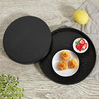 Round Wood Serving Tray, Solid Wooden Decorative Tray Non-Slip Tea Coffee Table Tray Snack Plate Food Meals Serving Tray with Raised Edges for Home Decor Kitchen Restaurant (8.2inch, Black) - size: 8.2"