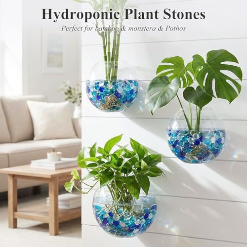 DomeStar 2LB Mixed Blue Flat Glass Marbles, Decorative Marbles for Vases Aquarium Pebbles Fish Tank Rocks Vase Fillers DIY Crafts Table Scatter Decor - color: Multi