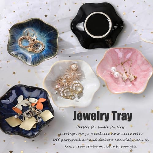 Jewelry Tray,Ring Dish,Ceramic Trinket Tray,Key Bowl,Decorative Plate,Necklace Earrings Ring Holder for Mom Friends Sister Daughter (White) - color: White